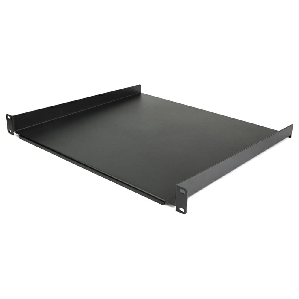 1U サーバーラック棚板/19インチ装置ラック&キャビネット用カンチレバートレイ/高耐久性スチール/耐荷重20kg/奥行40cm ブラック