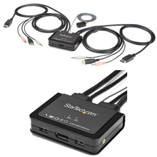 有線テレビ一体型 2界面USB DisplayPort KVM取り替えっこ 4K/60サイクル相応う中央処理装置うつり変わり器 1.5m有線テレビ長 3.5粍オーディオ