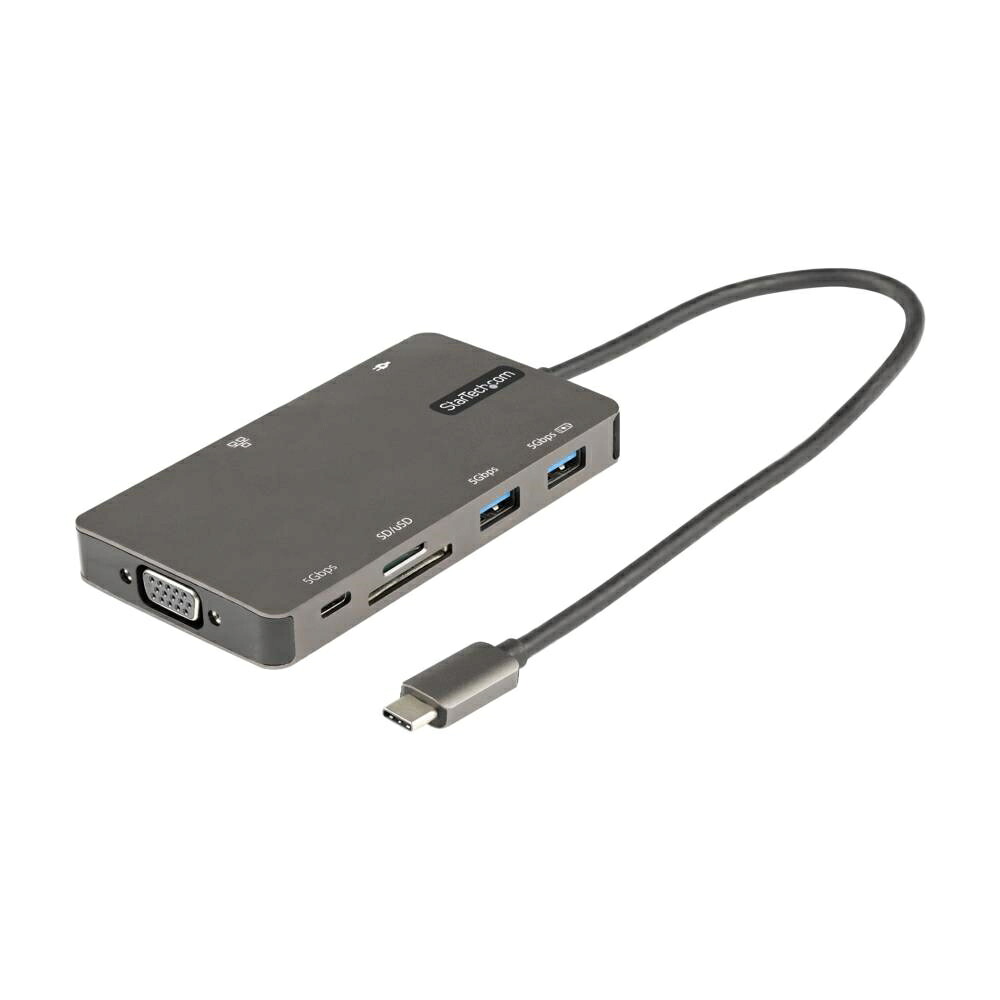 マルチポートアダプター/USB-C接続/シングルモニター/4K30Hz HDMI またはVGA/100W USB PDパススルー/2x USB-A + 2x USB-Cハブ(5Gbps)/SD & MicroSDカードリーダー/ギガビット有線LAN/30cmケーブル/USB-Cディスプレイアダプター