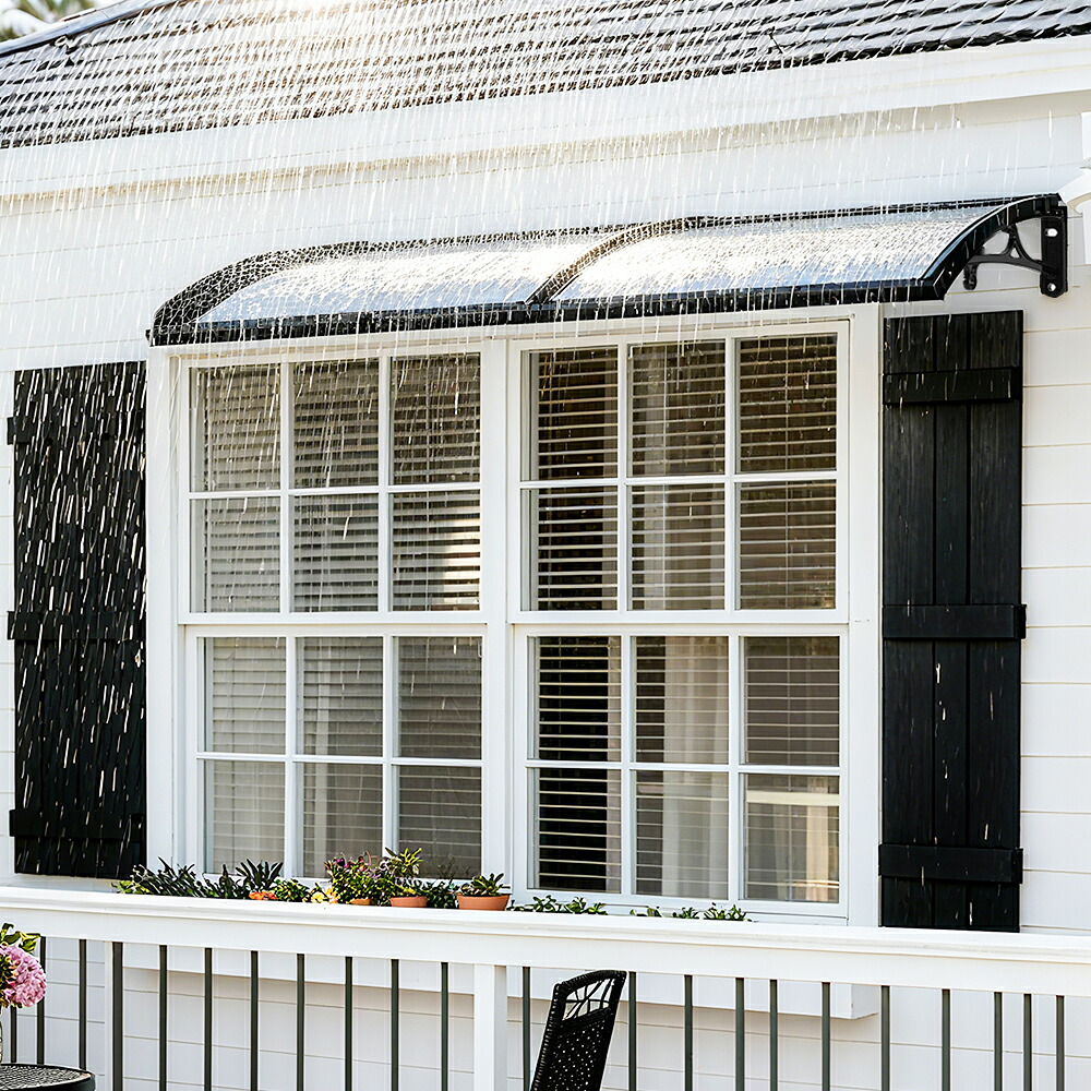 雨よけ 屋根庇 雪対策 ひさし 組立が簡単 雨よけ 雪よけ テラス 玄関 梅雨対策 住宅用 パティオ日除け 後付け 雨雪パネルをミュート ブラケット付き キャノピー テラス サンシェッター|サクセス123