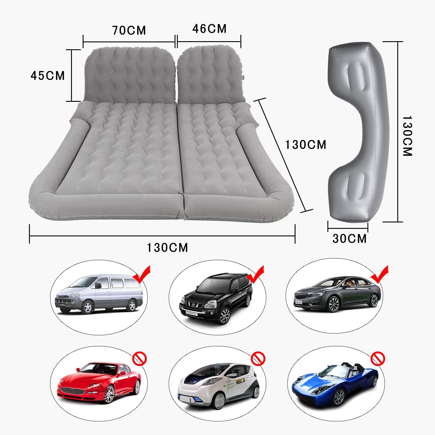 車中泊ベッド 車中泊マット 車用ベッド エアーベッド エアーマット 分離可能 後部座席用マット 枕付き ベッドキット キャンプ用 アウトドア 休憩 仮眠 旅行用 電動ポンプ付き Suv Mpv対応 Antoniobanderas Me