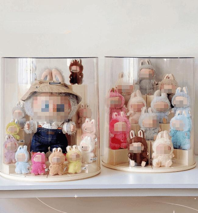 【360°回転式】ラブブ 展示ケース ラブブ展示台 透明 アクリル製 フィギュア ディスプレイ 防塵カバー DIY組立 毛?人形 プレゼント|ヤスイショップ