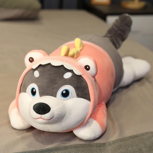 抱き枕 ハスキーぬいぐるみ 大きい 犬 クッション 抱き枕 ぬいぐるみ 可愛い 動物 萌えグッズ プレゼント ピンク