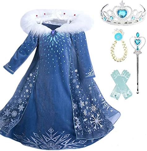 子供用プリンセスドレス コスチューム エルサ ドレス 豪華セット 雪の女王姫 ディズニー風 プレゼント 120cm フォーマルイベント用