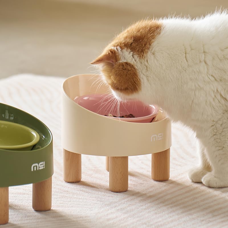 ペット用 高さ調整可能 こぼれ防止 セラミック食器 木製スタンド付き メンズ・レディース対応 オールシーズン