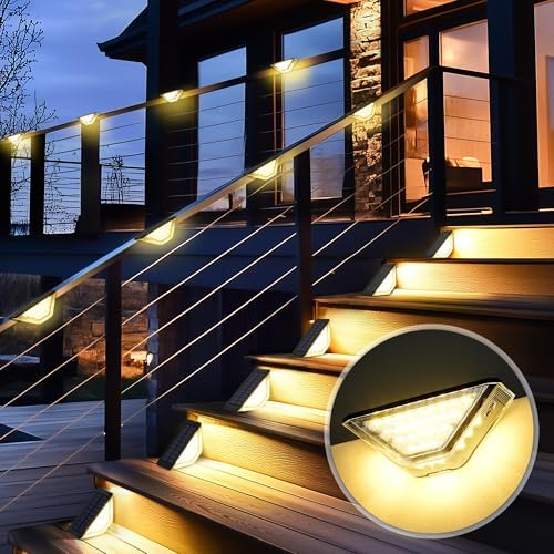 ソーラーライト 屋外 階段ライト LED ソーラー デッキ ライト IP67防水 軒下 ライト 玄関 歩道 軒 充電式 大容量 防水 暖色光 高品質 安全性 送料無料