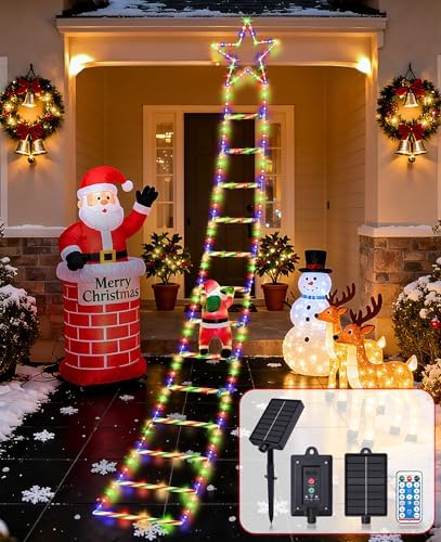 【2025最新】クリスマス イルミネーションライト 8種類の点灯モード ソーラーストリングライト 屋外 防水 LED 梯子 サンタ
