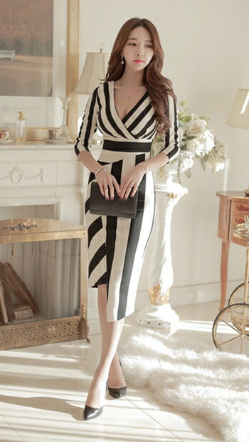 楽天市場 あす楽対応 タイトワンピース 姫系ワンピース 新作 ストライプ ワンピース インポート パーティー コットンワンピース レディース ファッション パーティドレス 長袖 お嬢様 セクシー Ol オフィスレディー W13 二次会 結婚式 16shop