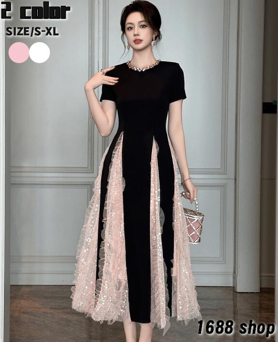 2025　フレアワンピース ロングワンピース　半袖　姫系ワンピース　シフォン　ワンピース Aライン ミニ ひざ丈 ミドル丈 エレガント　アシンメトリー 花柄 パーティドレス お嬢様 セクシー ミニワンピース OL 上品 韓国ファッション Ｄ06443 二次会 結婚式　新作