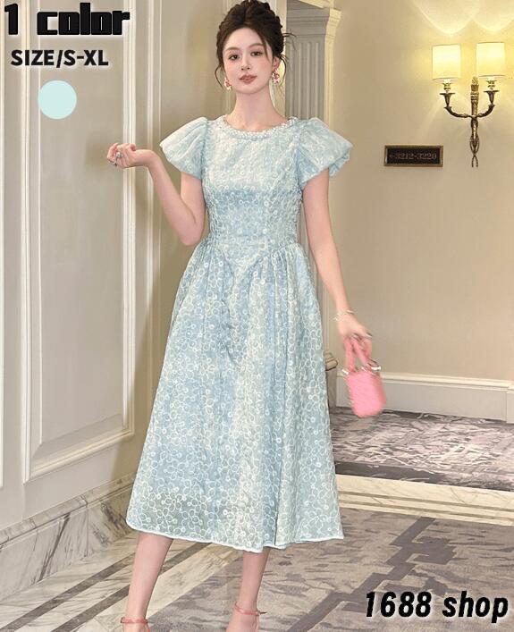 2025　フレアワンピース ロングワンピース　半袖　姫系ワンピース　シフォン　ワンピース Aライン ミニ ひざ丈 ミドル丈 エレガント　アシンメトリー 花柄 パーティドレス お嬢様 セクシー ミニワンピース OL 上品 韓国ファッション Ｄ06469 二次会 結婚式　新作