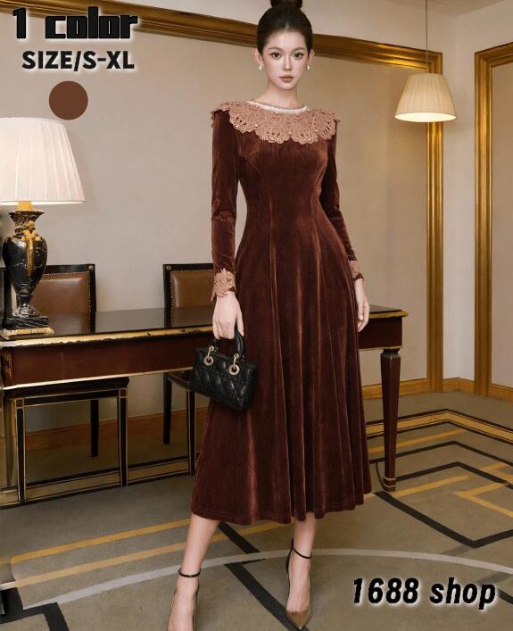 2026　フレアワンピース ロングワンピース　袖あり　姫系ワンピース　シフォン　ワンピース Aライン ミニ ひざ丈 ミドル丈 エレガント　アシンメトリー 花柄 パーティドレス お嬢様 セクシーワンピース OL 上品 韓国ファッション Ｄ08223 二次会 結婚式　新作