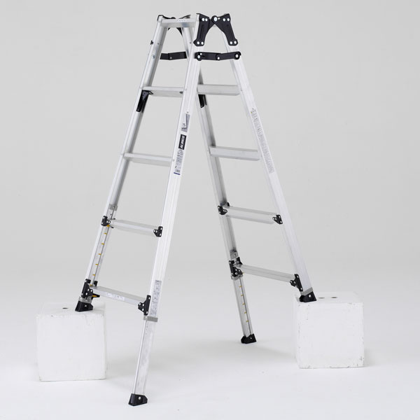 ステップ幅広伸縮脚付はしご兼用脚立150cm PRW150FX アルインコ