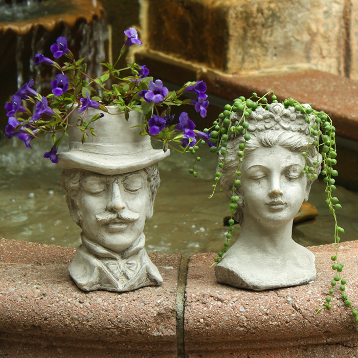 楽天市場】彫像風 セメントポット フラワーポット ホワイト 底穴あり