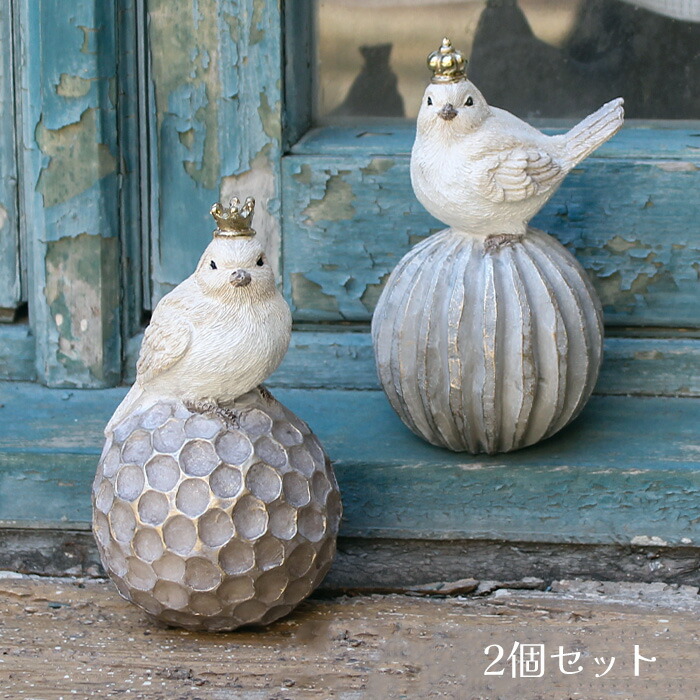 楽天市場】【送料無料】鳥の置物 クラウンバード アンティーク風 雑貨