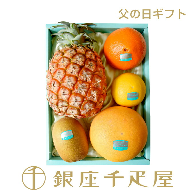 ［数量限定］［父の日限定］銀座千疋屋　お父さんありがとう（国産パインと季節の果物詰合せ1）［日付指定不可「6/13～6/15」の期間内のいずれかの日にちにお届け］<BR><BR>～ 父の日 お中元 詰め合わせ ギフト 贈り物 フルーツ 送料無料 千疋屋 ～