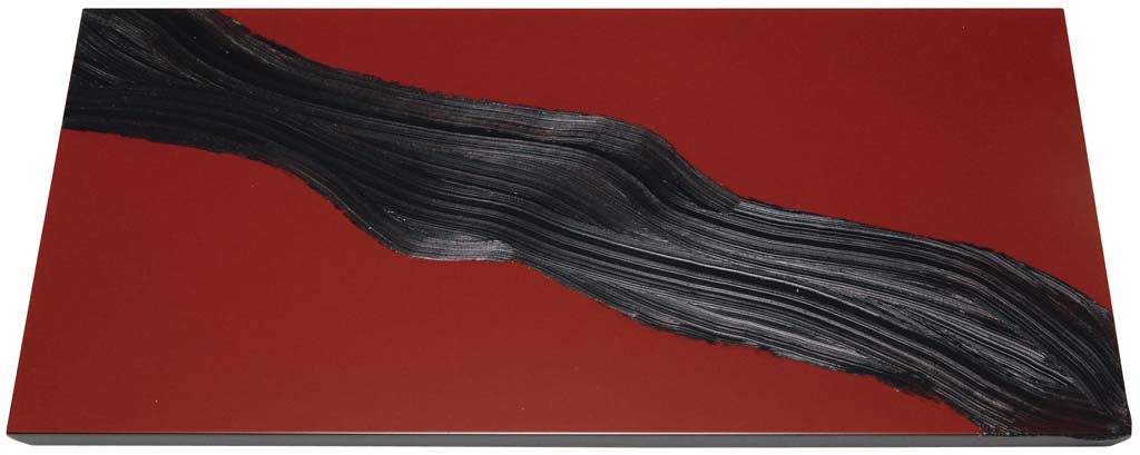 漆黒刷毛目 朱 長角トレー 黒漆流水 500&times;250&times;12mm 業務用 1025970｜1956レストラン・サプライ
