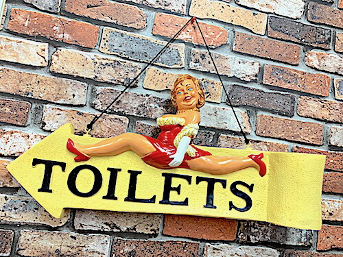 アメリカン雑貨 室内用便器 お知らせ サインプラッケ TOILET WOMEN 飾り付け バス発着場 車宿り 見せびらかす インテリア・寝具・収納-アートパネル・アートボード-壁紙・装飾フィルム