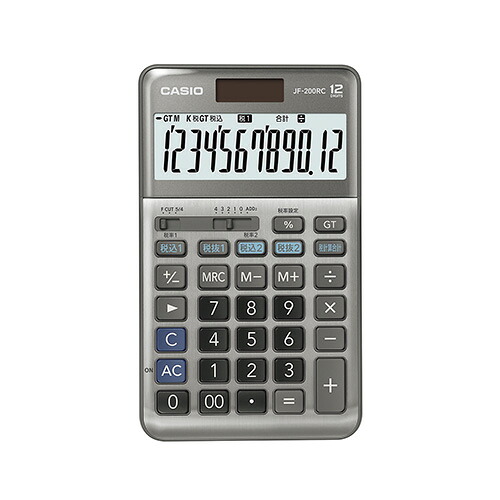 【尖んがり20倍】（まとめ） 計算器 カシオ ｸﾞﾚｰ JF-200RC-N 4549526608421  1個【×3仕掛ける】