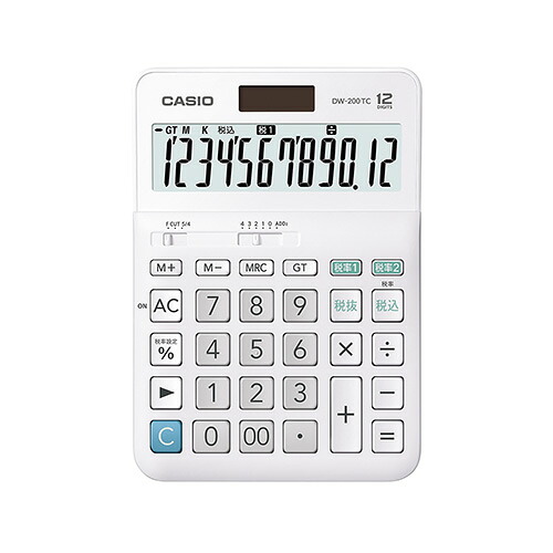 【尖んがり20倍】（まとめ） 計算器 カシオ ﾎﾜｲﾄ DW-200TC-N 4549526608414  1個【×3仕掛ける】