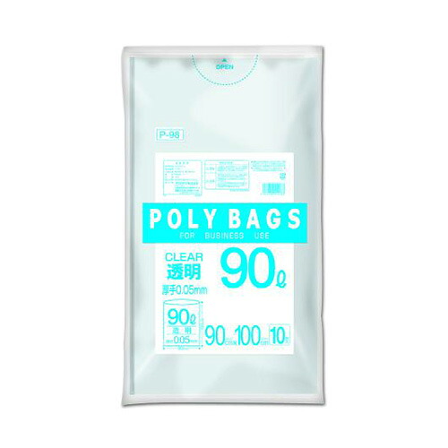 【クーポン配布中&マラソン対象】(まとめ) ポリバッグビジネス オルディ 透明 P-98 4972759512133 ●容量:90l 1P【×20セット】|インテリアの壱番館