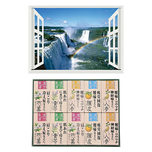 【ポイント20倍】昭プラ お風呂のポスター 世界遺産 イグアスの滝 + 薬用入浴剤ギフトセット B5133045+8100443