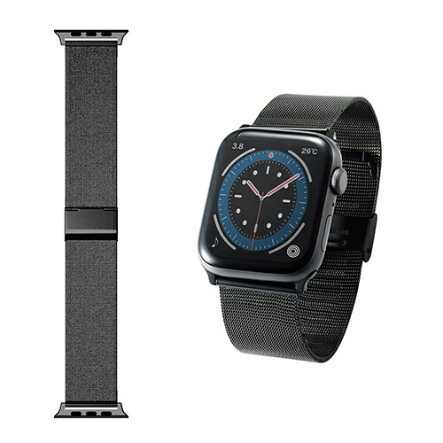 【ポイント20倍】エレコム アップルウォッチ Apple Watch バンド SE 6 5 4 (44mm) SE 3 2 1 (42mm) ステンレス サイズ調整可能 ブラック AW-44BDSSMBK