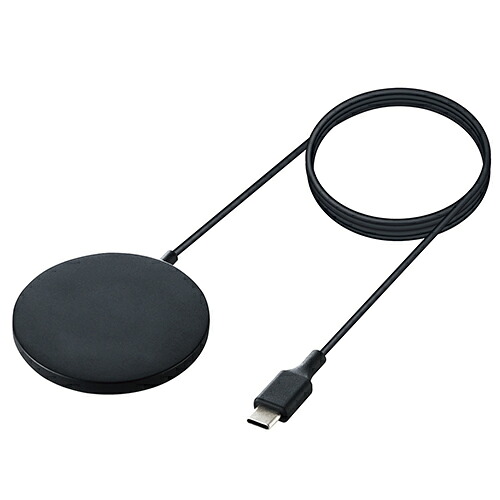 【マラソンでP最大49倍】エレコム ワイヤレス充電器 7.5W マグネット内蔵 卓上 ケーブル一体型 iPhone Airpods 1m ブラック W-MA02BK