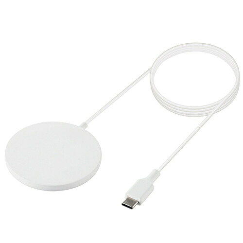 【マラソンでP最大49倍】エレコム ワイヤレス充電器 7.5W マグネット内蔵 卓上 ケーブル一体型 iPhone Airpods 1m ホワイト W-MA02WH