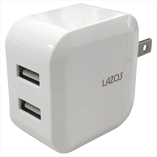 【百貨店SALEでP最大限度47倍】20個書き割り Lazos AC申し受ける器 2口3.4A 白いこと L-3.4ACX20