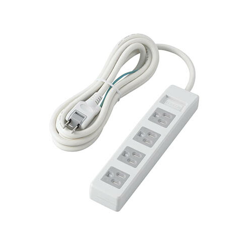 【マラソンでポイント最大47.5倍】【5個セット】エレコム 3pinタップ/ホコリシャッター付/4個口/2.5m/ホワイト T-T1C-3425WHX5｜インテリアの壱番館