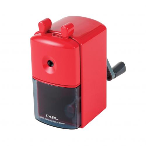 【尖んがり20倍】（まとめ） カール事務器 木筆削り CMS-300-R 4971760001681  ●外寸：幅７０×奥１３７×高１４０粍●掛け目：２９０ｇ●材質：本体＝ＡＢＳ，ＰＯＭ，ＧＰＰＳ，原則として鉄鋼，ジンクダイカスト，刃＝風変わり鋼 1台【×12仕掛ける】
