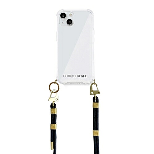 【マラソンでポイント最大47.5倍】PHONECKLACE クロスボディストラップ付きクリアケース for iPhone 13 Black PN21597i13BK｜インテリアの壱番館