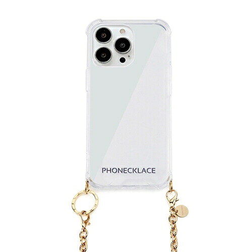 【ポイント20倍】PHONECKLACE チェーンショルダーストラップ付きクリアケース for iPhone 13 Pro ゴールド PN21602i13PGD