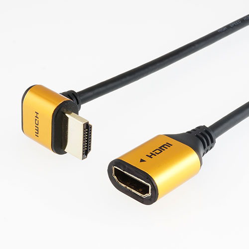 【ポイント20倍】【5個セット】ホーリック HDMI延長ケーブル L型90度 0.5m ゴールド HLFM05-585GDX5