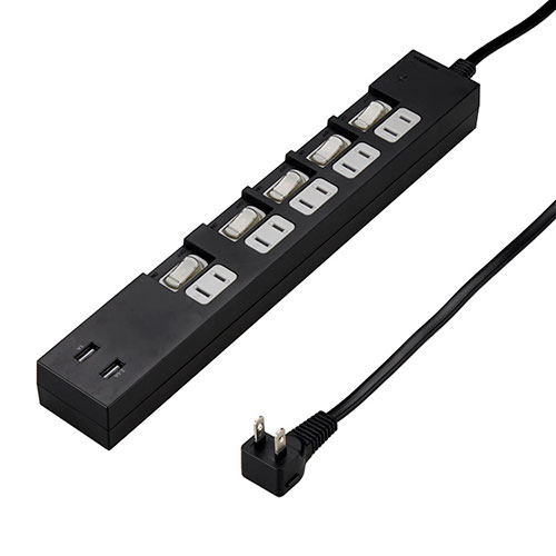 【百貨店SALEでP最大限度47倍】YAZAWA 個別取り替えっこ付5AC2USB3.4A2m 黒いこと Y02KS752BK2U