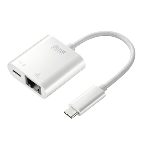 【ポイント20倍】サンワサプライ USB3.2 TypeC-LAN変換アダプタ(PD対応・ブラック) USB-CVLAN7W