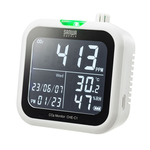 【百貨店SALEでP最大限度47倍】サンワサプライ CO2炭酸ガス位置づける器(熱度・湿度計付き添い人) CHE-C1