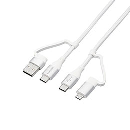 【百貨店SALEでP最大限度47倍】エレコム 4インチ1 USB有線テレビ/USB-A+USB-C/Micro-B+USB-C/USB Power Delivery相応う/2.0m/白いこと MPA-AMBCC20WH