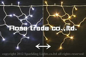 【マラソンでP最大49倍】【送料無料】LED、カラーチェンジアイシクル、プロ仕様(V3)、140球、電球色(イエローゴールド)/ホワイト 【代引不可】