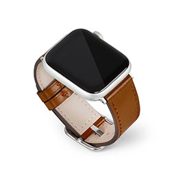 【マラソンでポイント最大47.5倍】EGARDEN スクエアバックル本革バンド for Apple Watch 41/40/38mm ブラウン EG24864AWBR|インテリアの壱番館