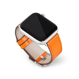 【マラソンでポイント最大47.5倍】EGARDEN スクエアバックル本革バンド for Apple Watch 41/40/38mm マンダリン EG24866AWMD｜インテリアの壱番館