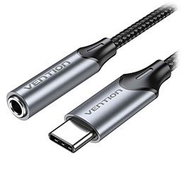 【ポイント20倍】VENTION USB-C Male to 3.5Mm イヤホンジャック 変換ケーブル DAC アダプター 0.1m Gray アルミニウム合金 BG-5916