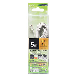【百貨店SALEでP最大限度47倍】【5個仕掛ける】 ミヨシ 電話吊りひも 6極4芯 5m 白 平ったい DC-F405/WHX5