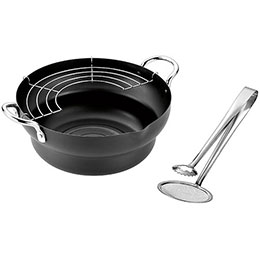 【ポイント20倍】よこやま 燕熟の技 共柄天ぷら鍋24cm トング付き EJTP-403 5,822円