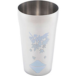 【百貨店SALEでP最大限度47倍】よこやま 燕熟の技 感温ステンレス鋼タンプラー420ml 槭樹に富士 EJK-450