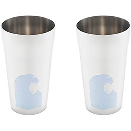 【尖んがり20倍】よこやま 燕熟の技 感温ステンレス鋼タンプラー420ml 2P 波に富士 EJK-802
