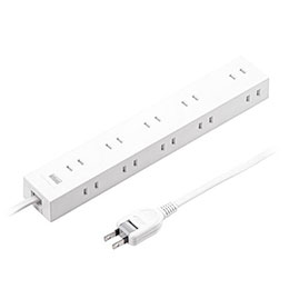 【マラソンでP最大49倍】サンワサプライ 電源タップ 2P 10個口　強力ネオジムマグネット　シャッター付 TAP-2210-3W