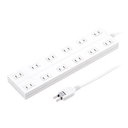 【クーポン配布中】サンワサプライ 電源タップ　2P 12個口 ACアダプタ対応 マグネット付 TAP-2312-5W