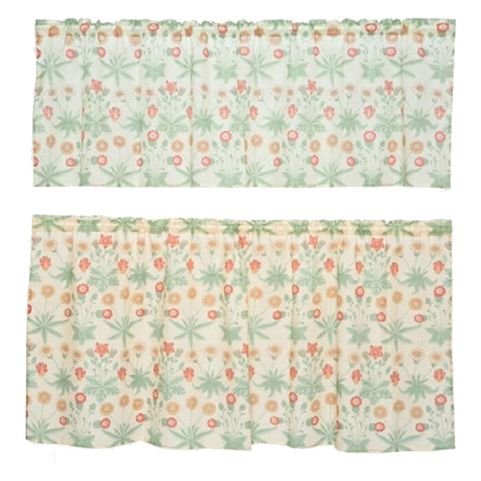 【ポイント20倍】川島織物セルコン　Morris Design Studio　デイジーシアー　カフェカーテン(防炎)　145×60cm　DH1400D　G・グリーン