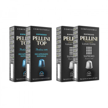 【マラソンでP最大49倍】Pellini(ペリーニ) エスプレッソカプセル デカフェ＆スプレーモ 各2箱セット
